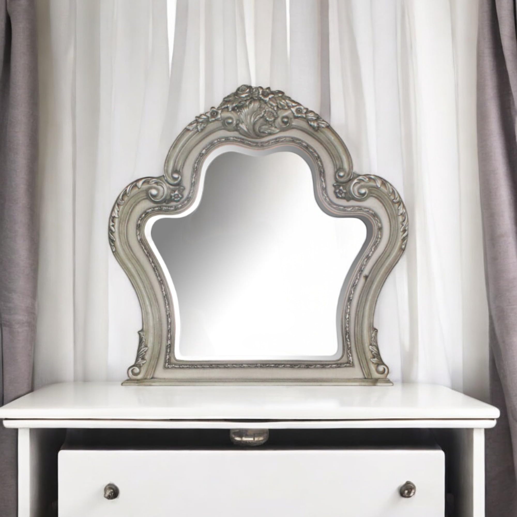 Amazon.com: Acme Dresden Wooden Mirror in Vintage Bone White